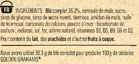 NESTLE GOLDEN GRAHAMS Céréales 375g - Ingrediënten - fr