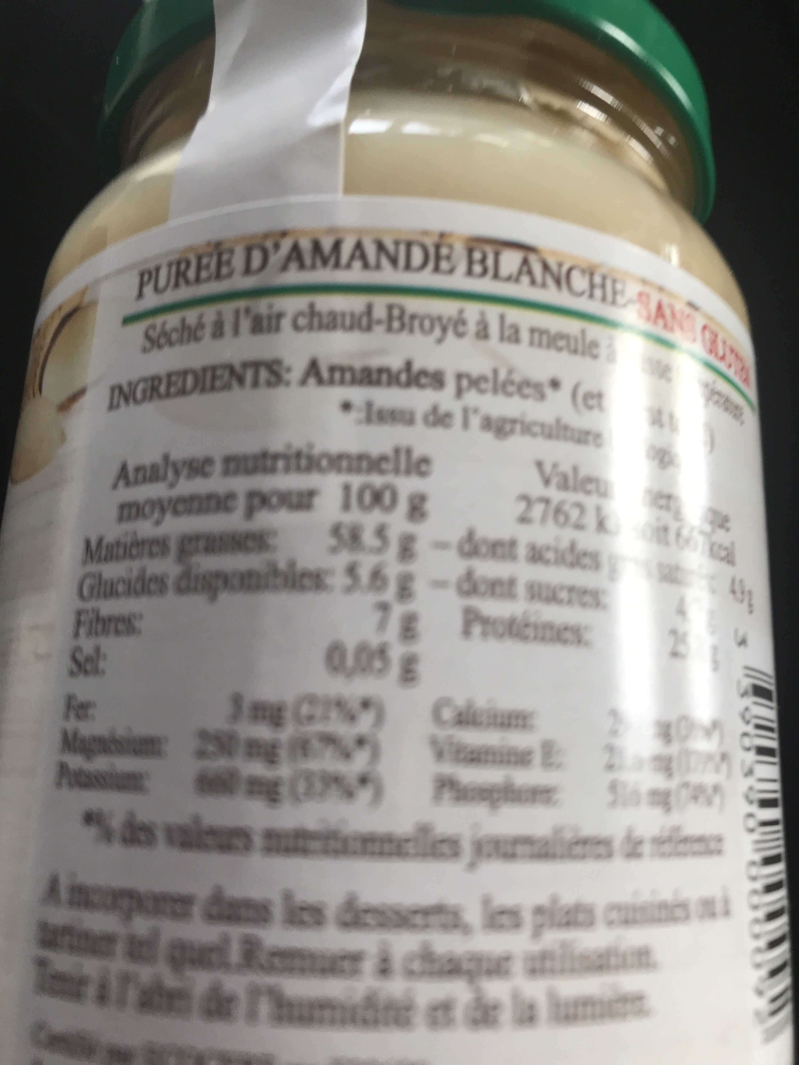 Purée Amande Blanche - Ingredients - fr