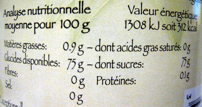 Sirop d'agave - Nutrition facts - fr