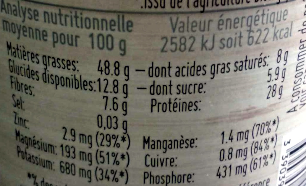 Purée de cacahuetes - Nutrition facts - fr