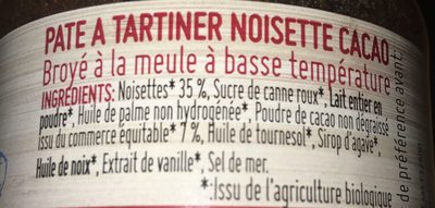 Noisette cacao eclats de noisette - Ingredients