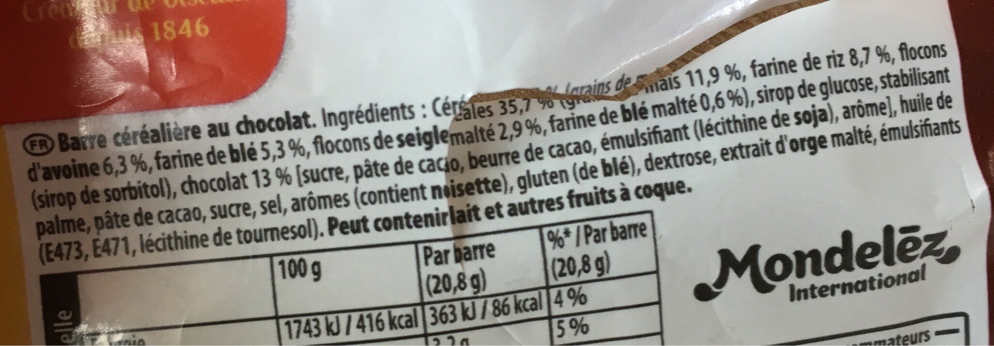 Barre céréales chocolat Grany - Ingredients - fr