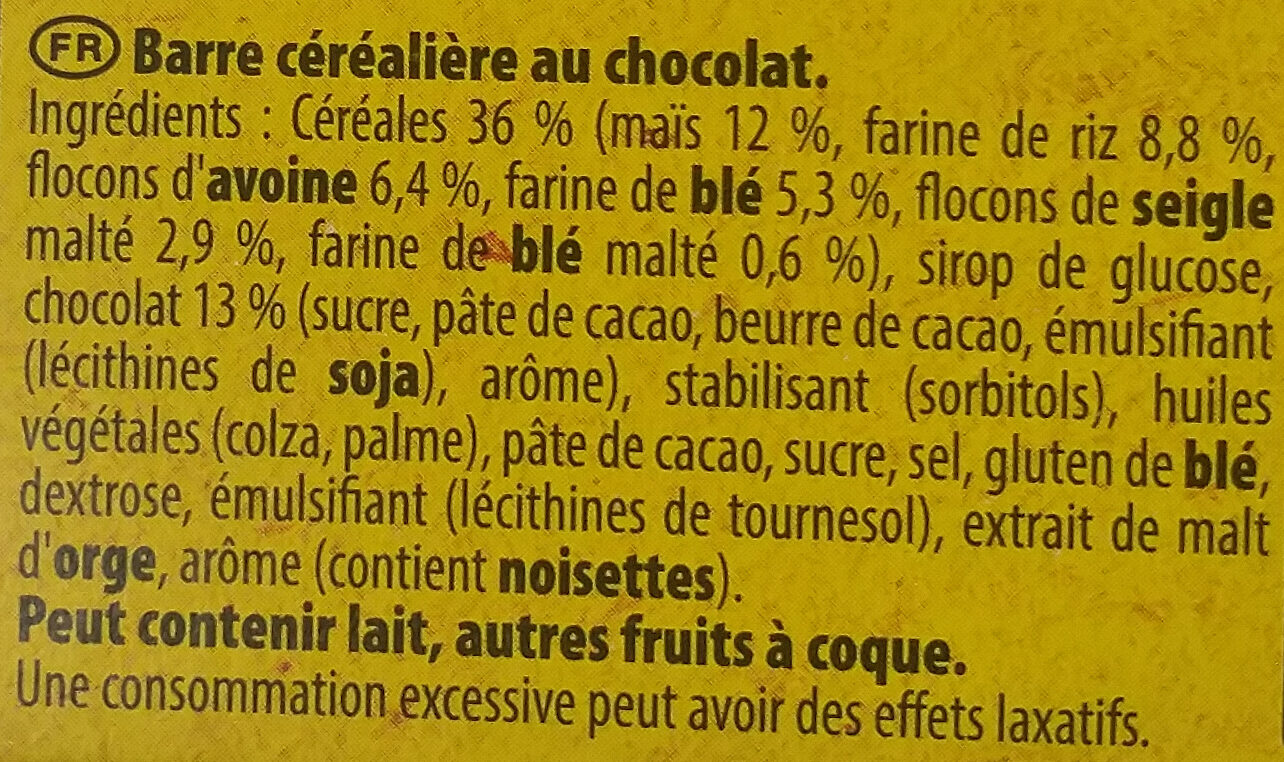 LU - Grany Chocolate 5 Cereals Bar x6, 125g (4.5oz) - Ingrédients