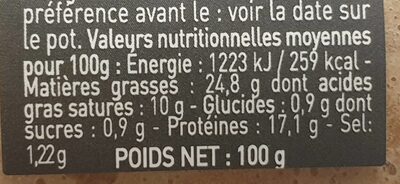 Rillettes de canard mirabelles - Nutrition facts - fr