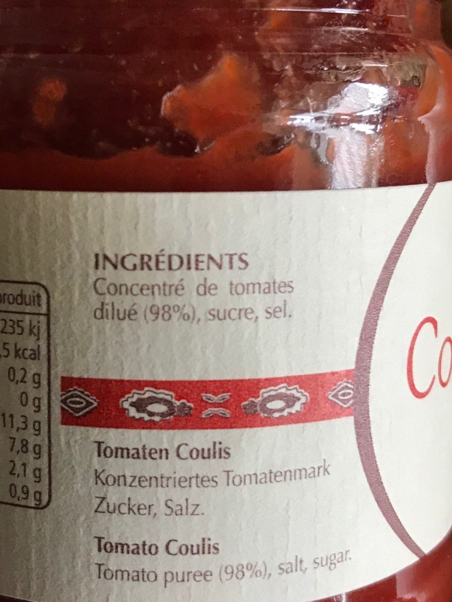 Coulis de tomates - Ingredients - fr
