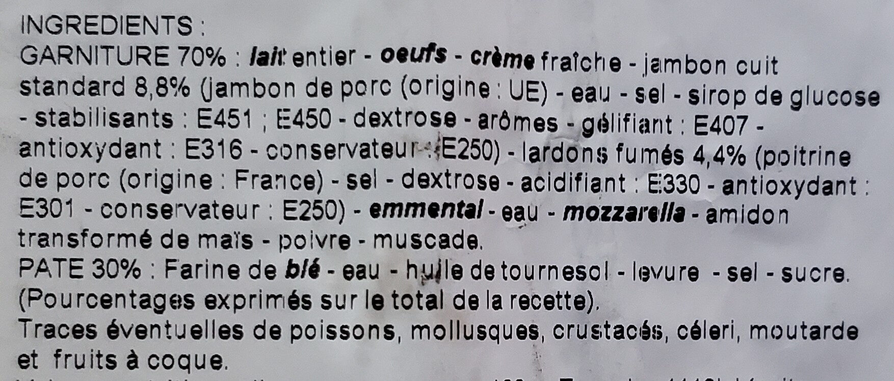 Quiche Lorraine - Ingrediënten - fr
