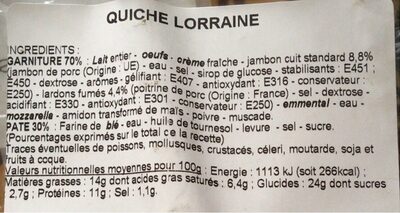 Quiche Lorraine - Voedingswaarden - fr