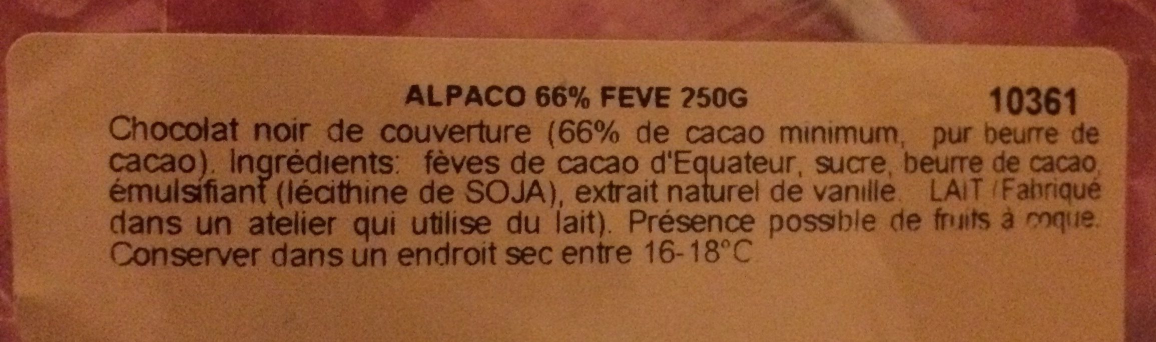 Alpaco - Ingredients - fr