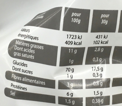 Crousty Pop Snack poppé Maïs arôme naturel salé - Tableau nutritionnel