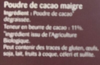 Cacao Maigre - Ingredients - fr