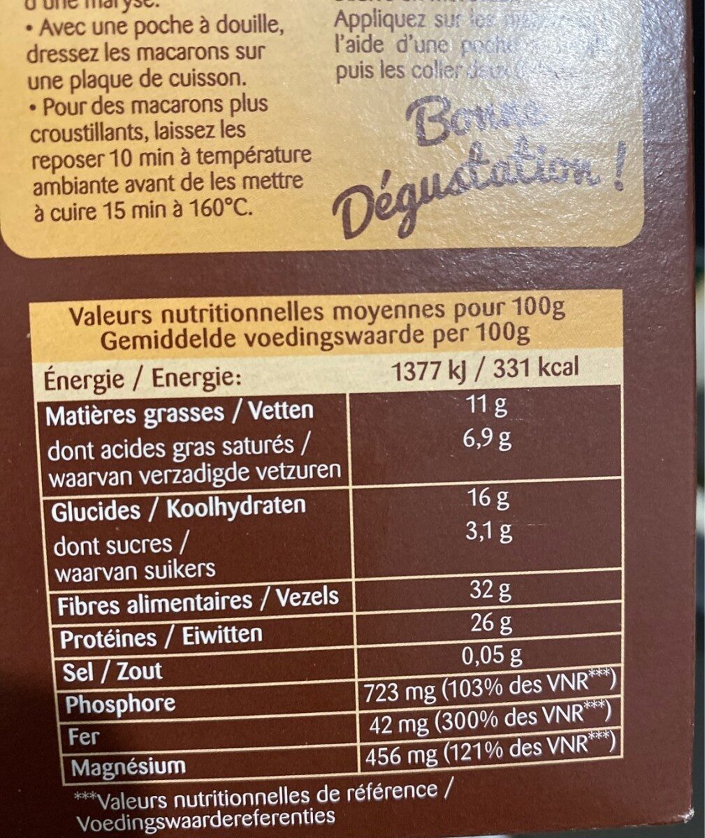 Cacao Maigre - Nutrition facts - fr