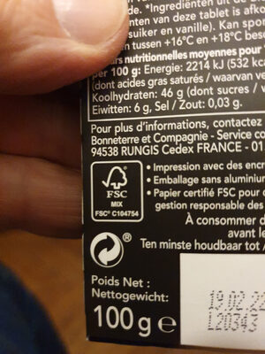 Chocolat Noir Oranges Confites - Instruction de recyclage et/ou informations d'emballage