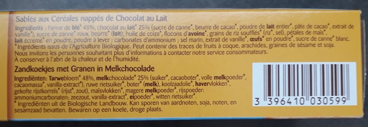 Sablés choco lait - Ingredients - fr