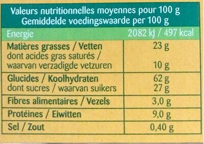 Sablés choco lait - Nutrition facts - fr