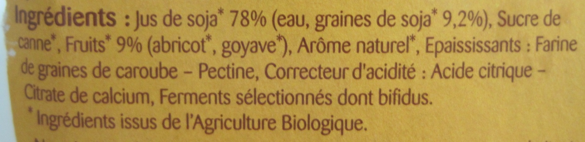 Sojadélice Abricot Goyave - Ingredients - fr