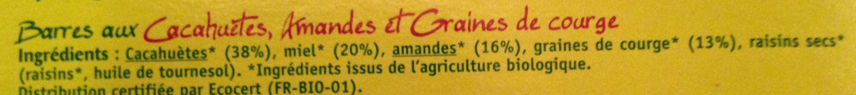 Barres cacahuètes amandes - Ingrédients