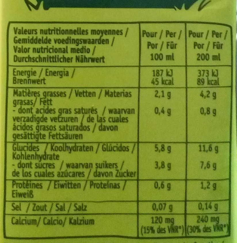 Douceur amande - Nutrition facts - fr