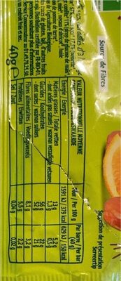 Barre De Fruits Datte Orange - Tableau nutritionnel