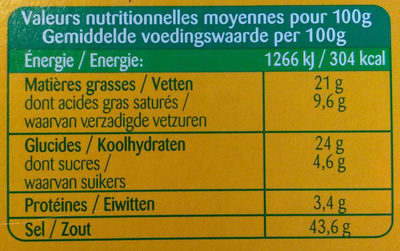Bouillon Aux Legumes - Tableau nutritionnel