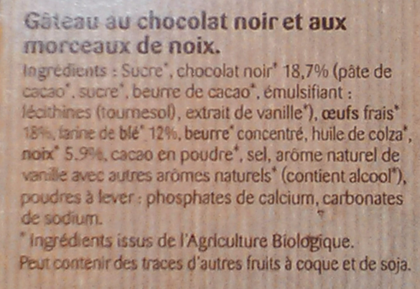 Brownie au chocolat noir et noix grillées - Ingredients - fr