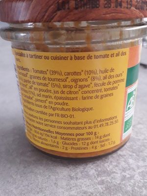 Tartinade de légumes tomates ail des ours - Ingredientes - fr