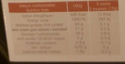 L'authentique chocolat minceur - Nutrition facts - fr