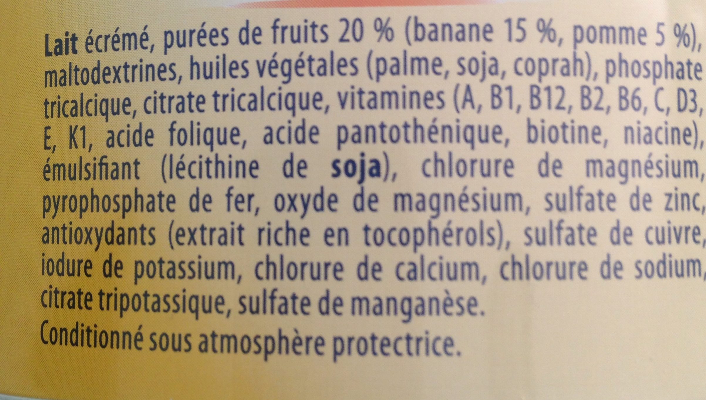 Novalac 3 - Croissance - Banane Pomme - 1-3 Ans - Ingredienti - fr