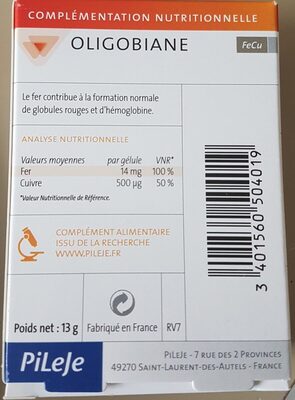 Pileje Oligobiane Fe / Cu 30 Gelules (trace Elements) - Product - fr