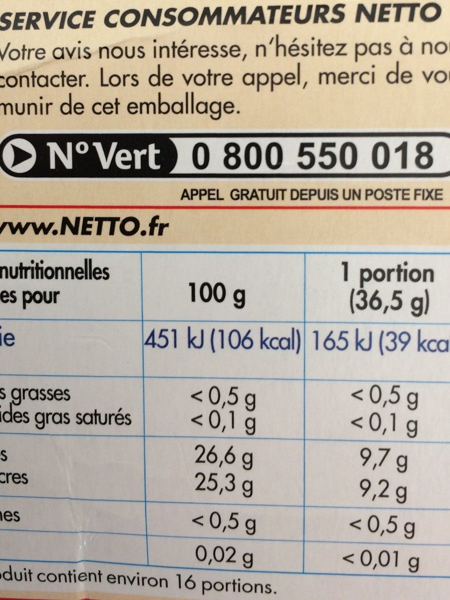 Ice stick - Nutrition facts - fr
