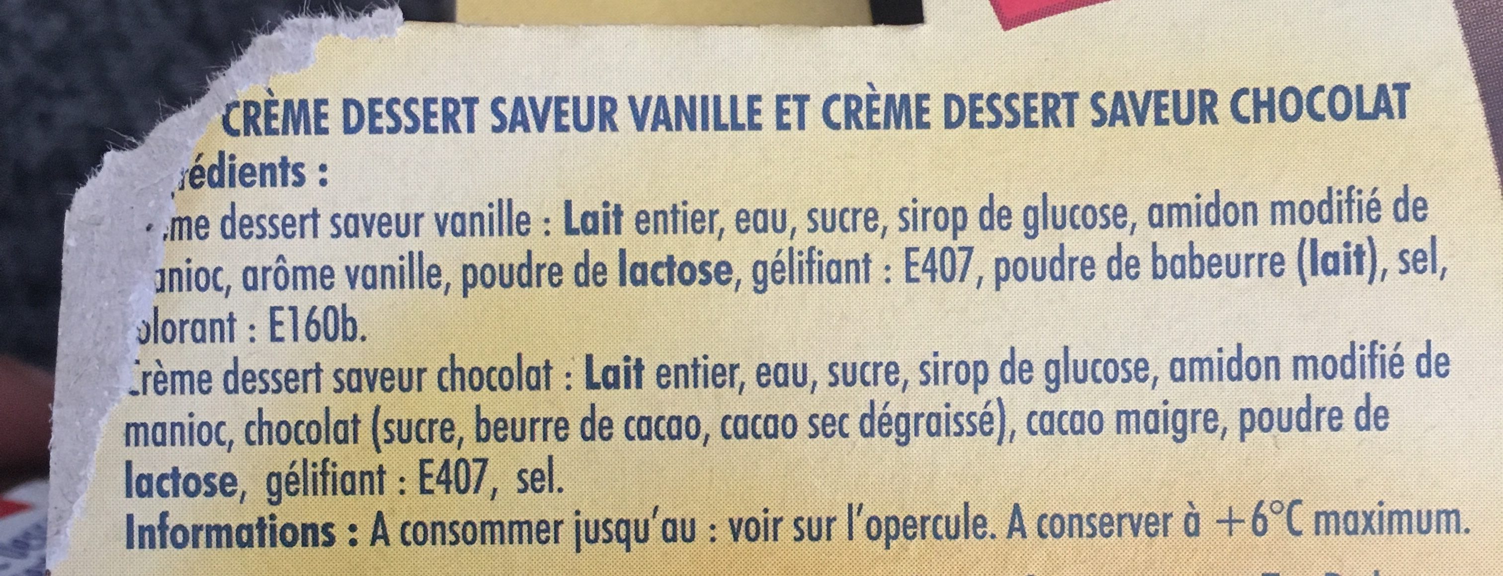 6 saveur vanille 6 saveur chocolat - Ingredients - fr