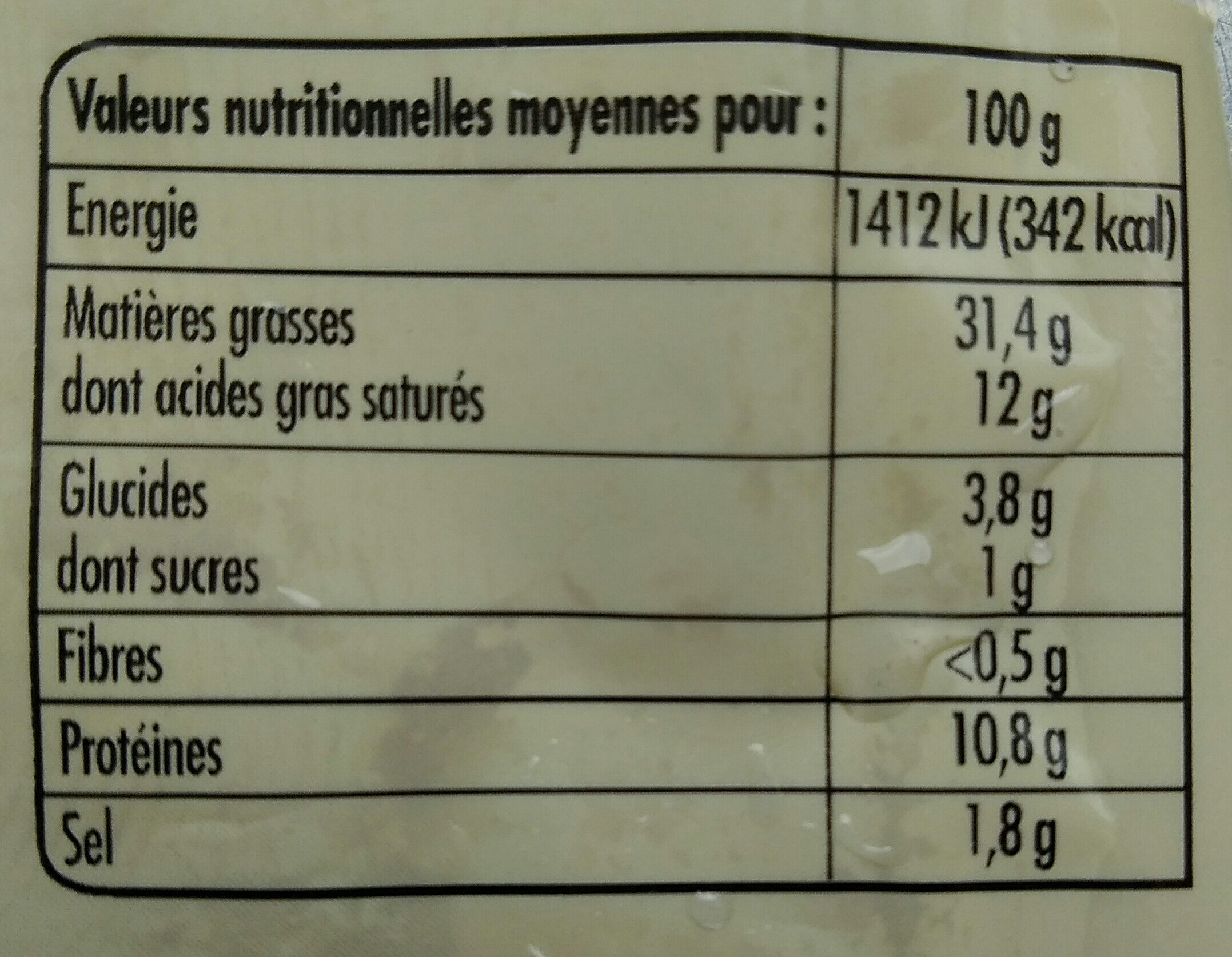 PÂTÉ DE FOIE - Nutrition facts - fr