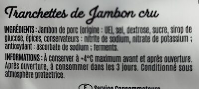Tranchettes de jambon cru - Ingrediënten - fr