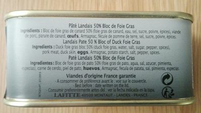 Pâté landais 50% bloc de foie gras - Ingredients - fr