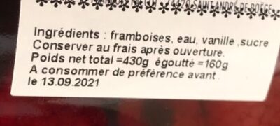 Framboises au sirop - Ingredients - fr