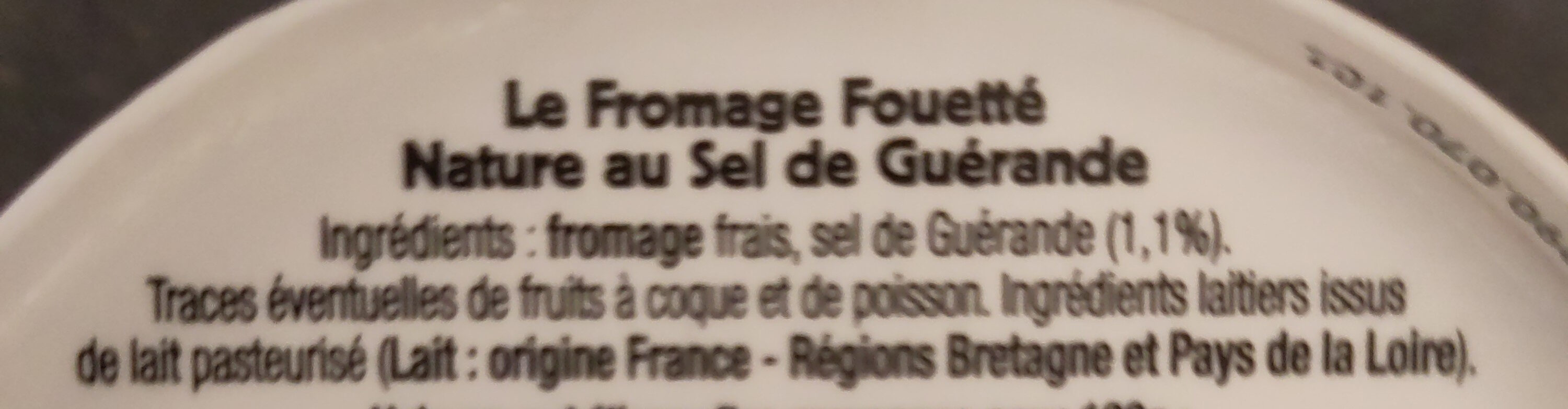 Paysan Breton - Le Fromage Fouetté Madame Loïk - Nature au Sel de Guérande - Ingrédients