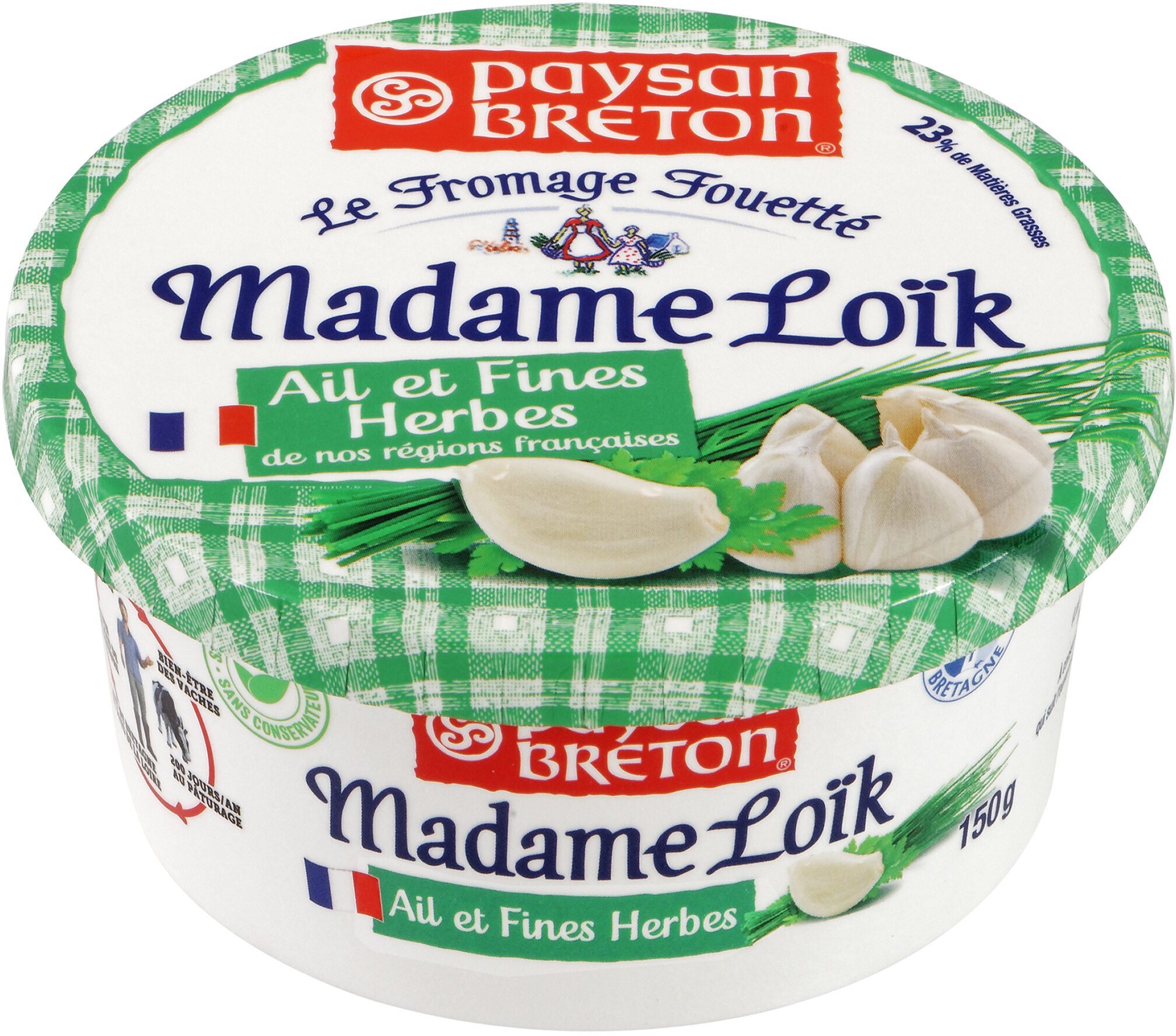 Paysan Breton - Le Fromage Fouetté Madame Loïk - Ail et fines herbes de nos régions françaises - Produkt - fr