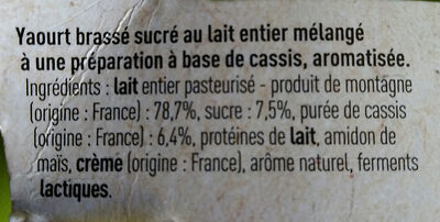 Yaourt Cassis Ferme Collet - Ingredients - fr