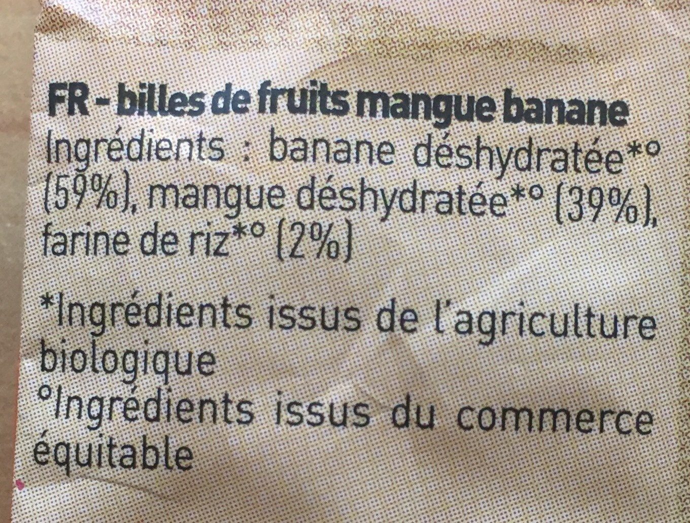 Billes de fruits banane mangue - Ingredients - fr