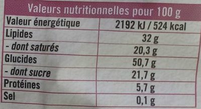 Sablés noix de coco - Nutrition facts - fr