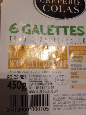 Galettes bio fraiches Creperie Colas, 6 pieces - Ingredients - fr