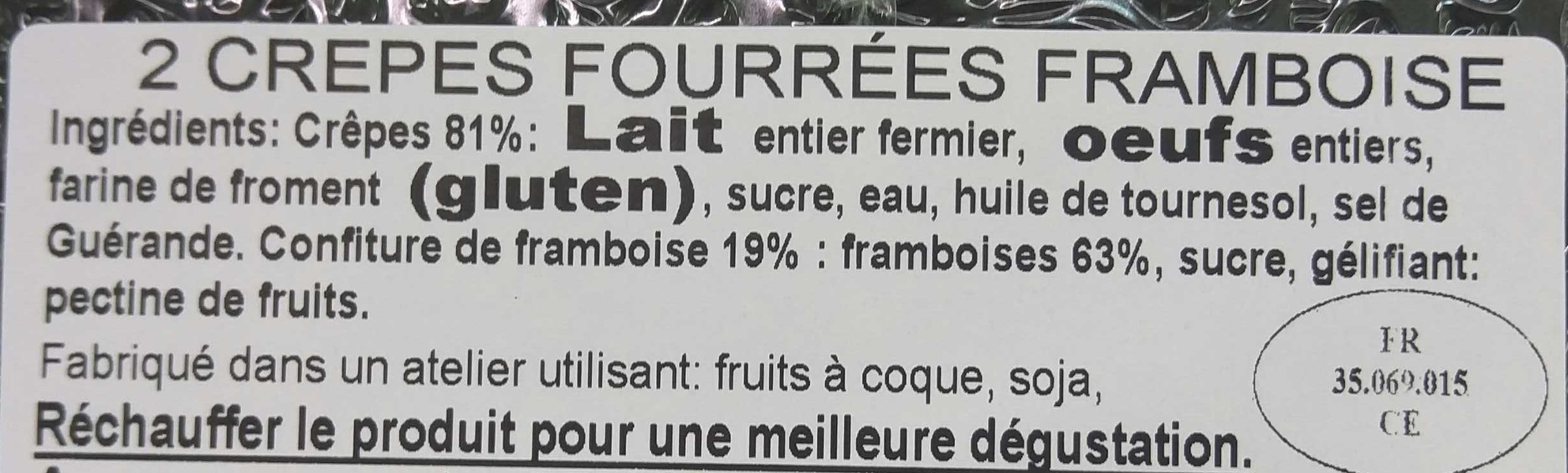 2 crêpes framboise - Ingredients - fr