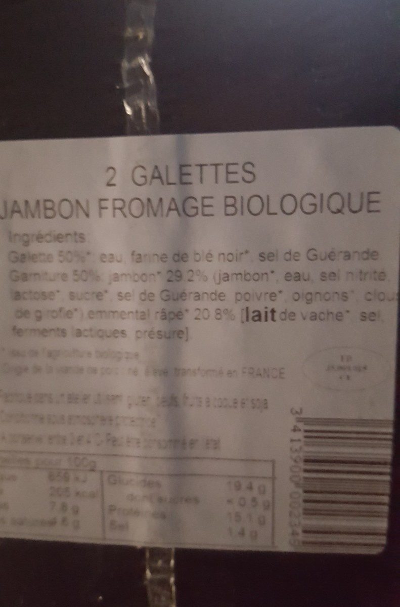 Galette Jambon Fromage X2 - Ingredients - fr