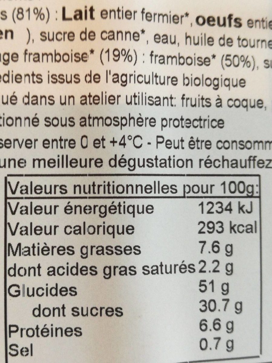 Crêpes bio framboises - Nutrition facts - fr
