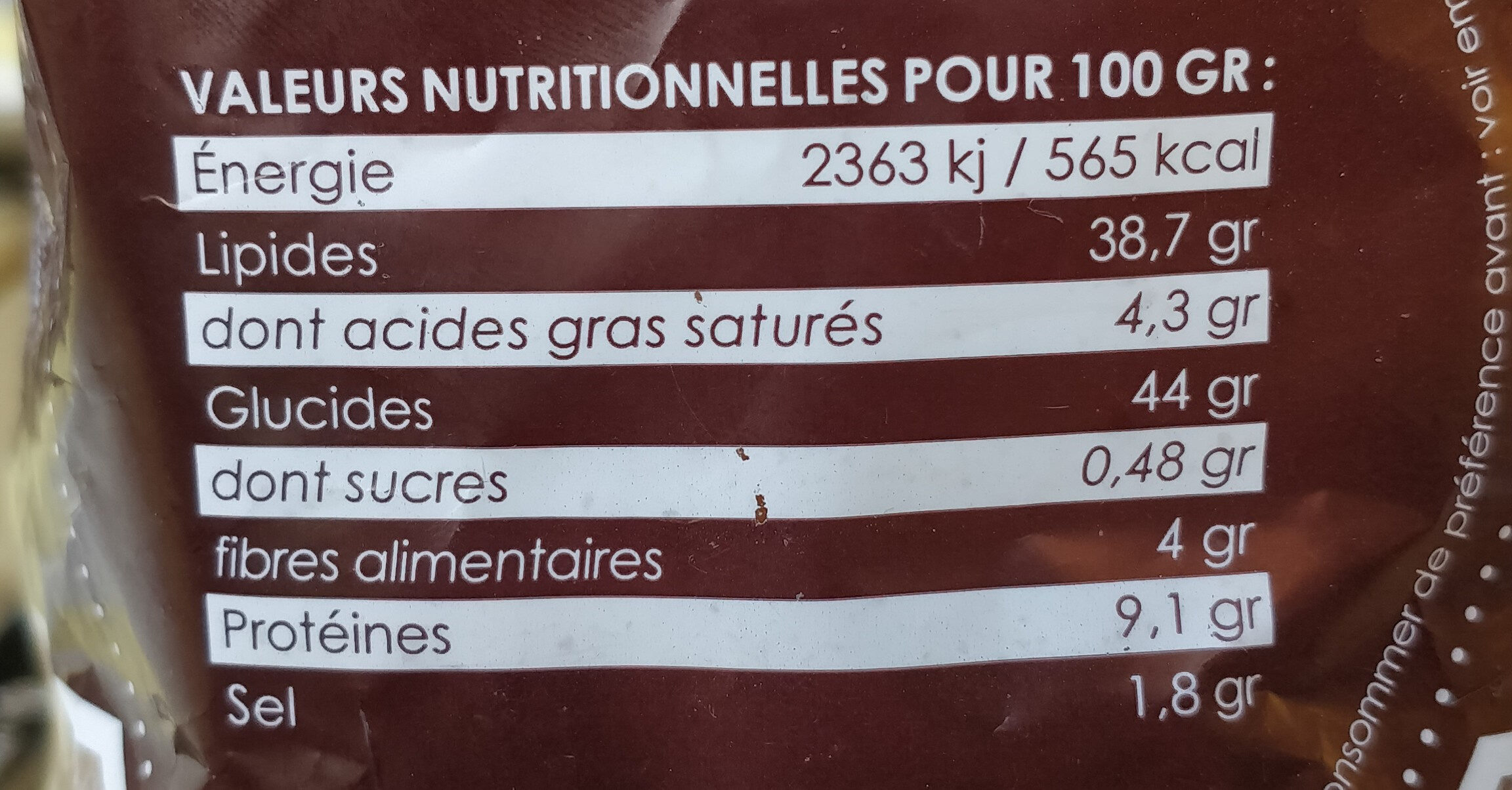 Chips de sarrasin - Valori nutrizionali - fr