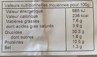 2 Galettes végétariennes - Nutrition facts - fr