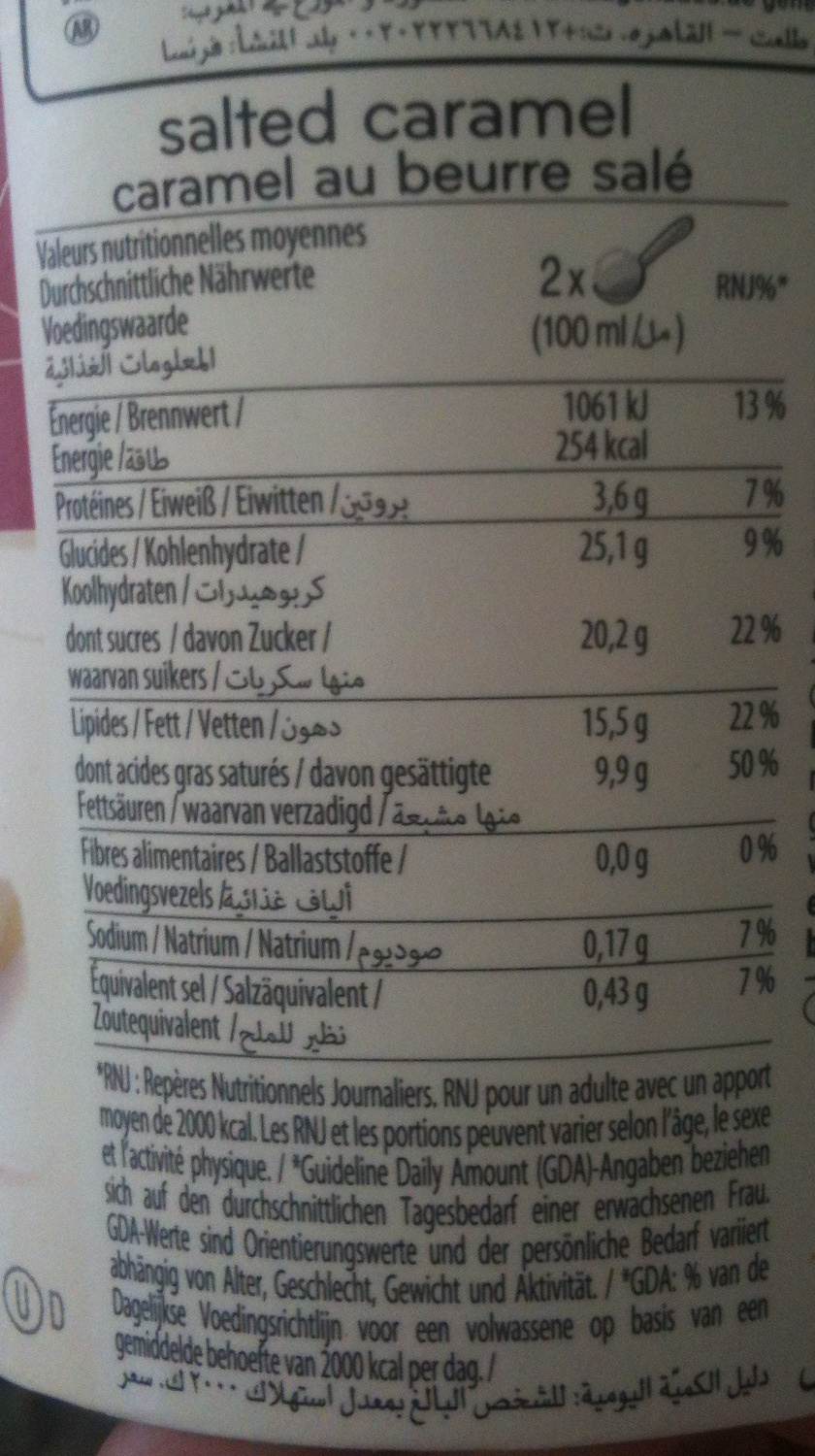 Häagen-Dazs - Salted Caramel (Caramel au beurre salé) - Tableau nutritionnel