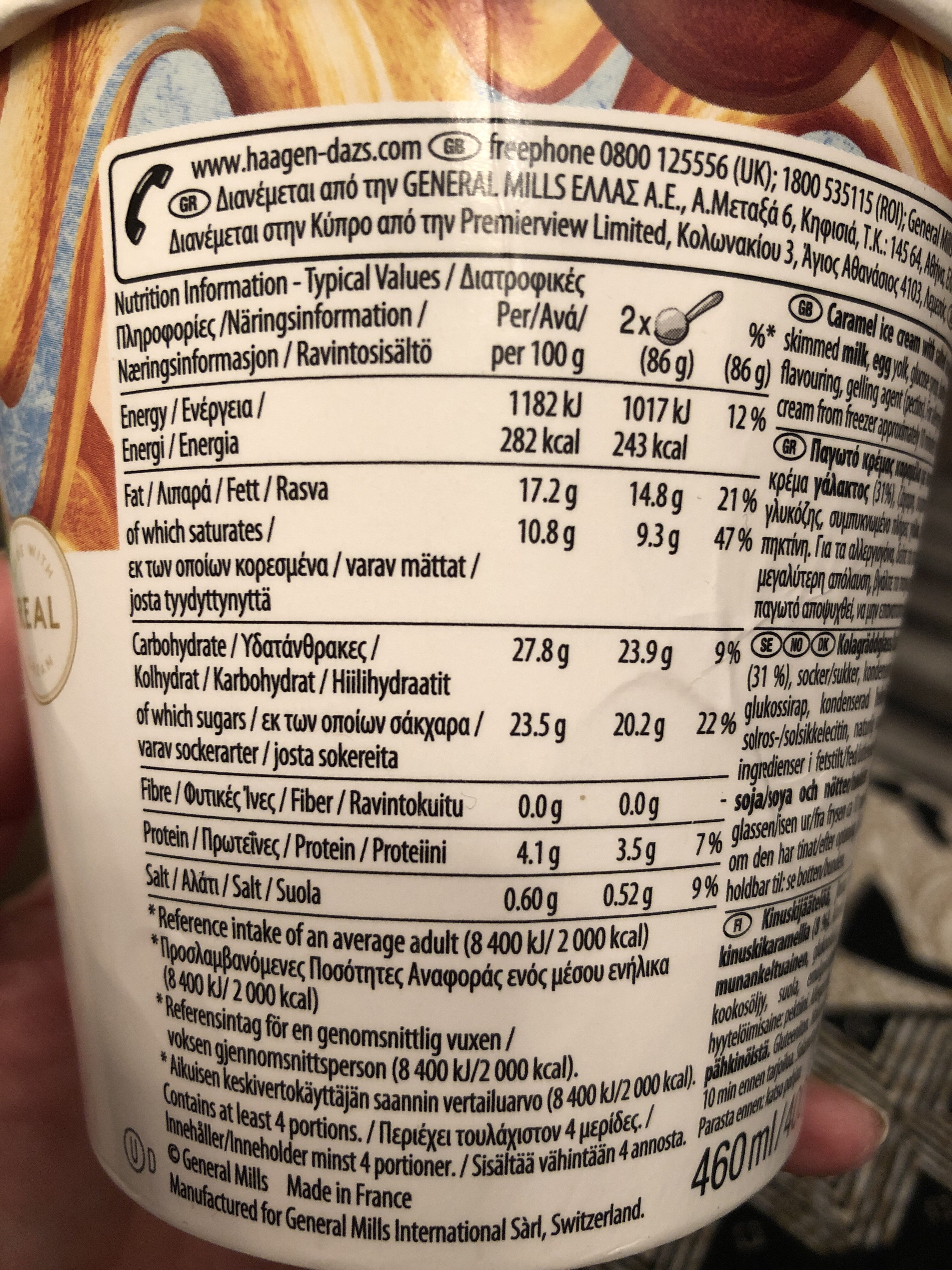 Salted Caramel Ice cream - Tableau nutritionnel - en