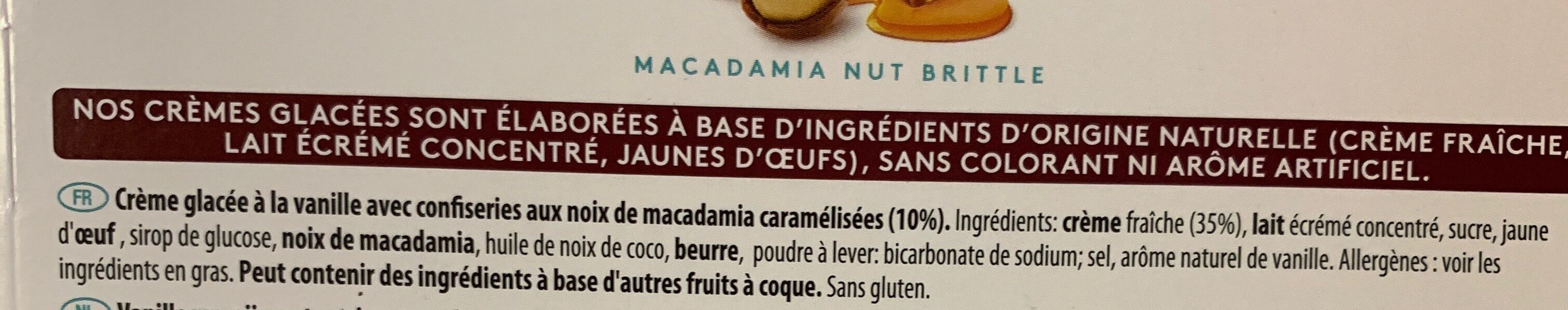 Macadamia nut brittle mini cups - Ingredienser - fr