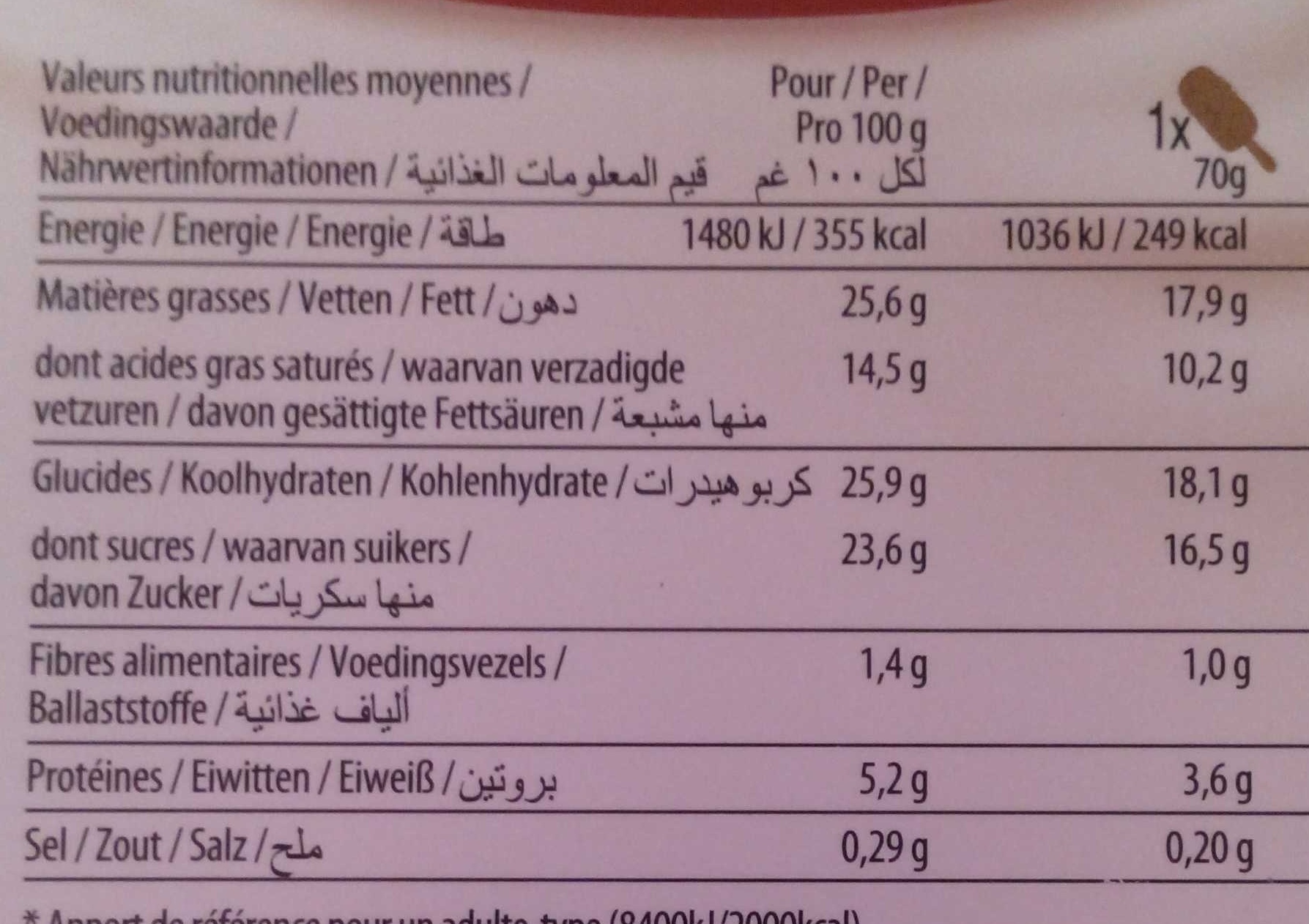 Vanilla Caramel Almond - Näringsfakta - fr