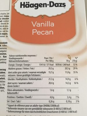 HD Bat. Van Pecan X3 - Tableau nutritionnel